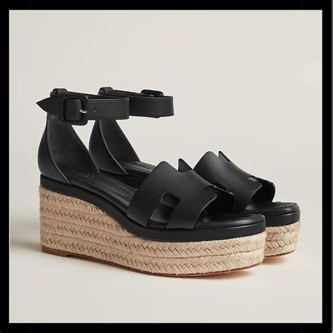 wedges hermes|hermes sandals women black.